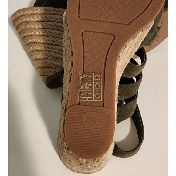 Tory Burch Bailey Suede Espadrille Platform Sandal Olive Green Size 7.5 - Picture 8 of 11